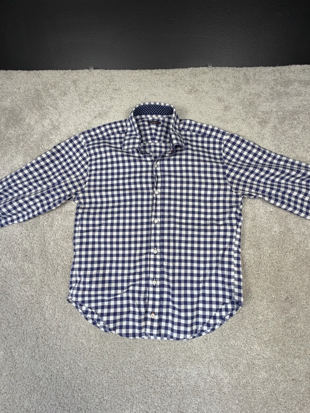 J.McLaughlin Women's Royal Blue Gingham Check Button Down Shirt Size Large